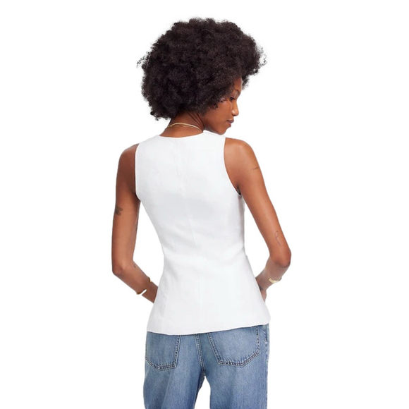 Madewell Linen Scoopneck Cutaway Vest Salt Size 2 NWT Tailored - Picture 4 of 9